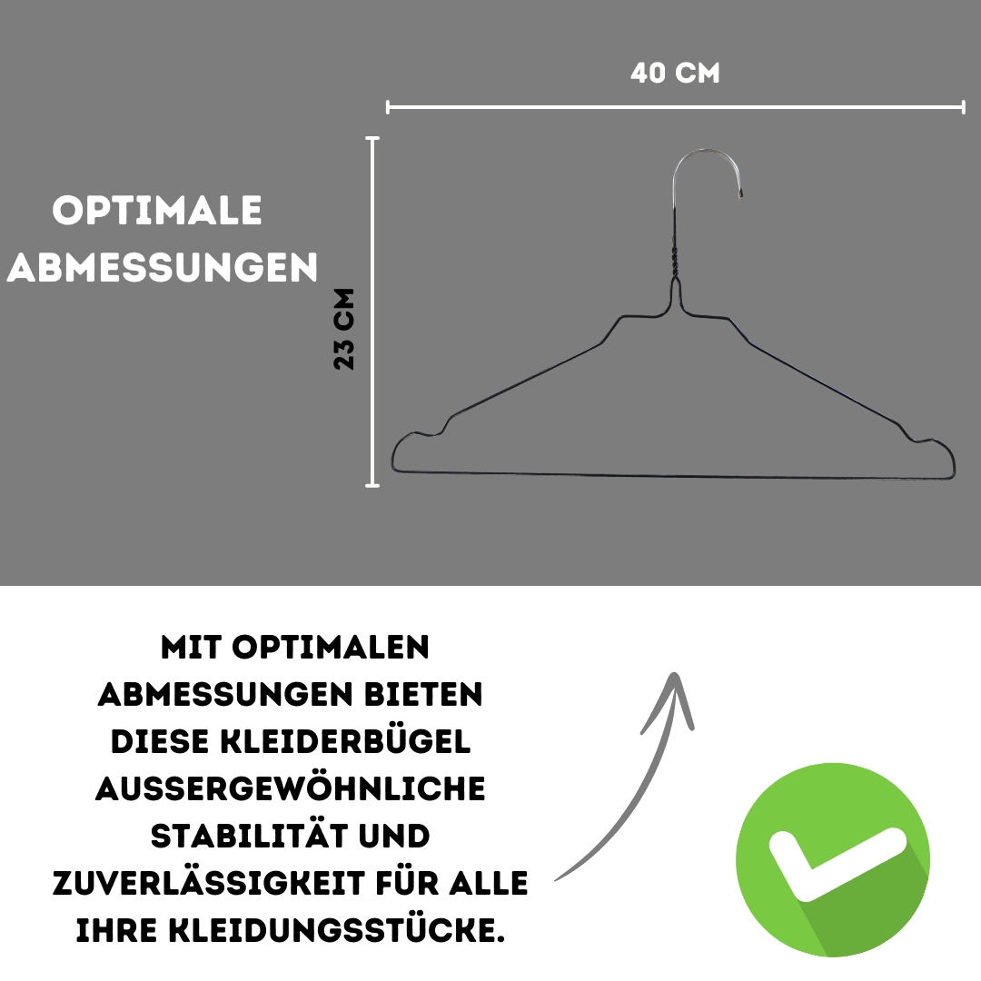 Quality-Collection | Drahtbügel Schwarz | 100-450 Stück | Drahtbügel | Metall Kleiderbügel | Zink- und Pulverbeschichtung | Platzsparend | 2,3 mm Stärke | Mit Einkerbungen | Für Hausgebrauch, Reinigung & Einzelhandel