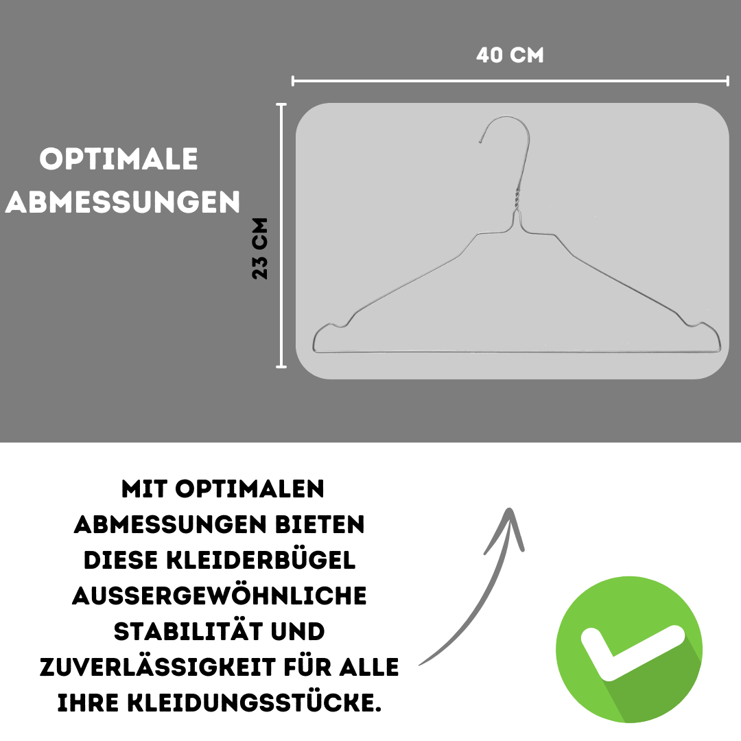Quality-Collection | Drahtbügel Silber | 20-450 Stück | Drahtbügel | Metall Kleiderbügel | Zink- und Pulverbeschichtung | Platzsparend | 2,3 mm Stärke | Mit Einkerbungen | Für Hausgebrauch, Reinigung & Einzelhandel