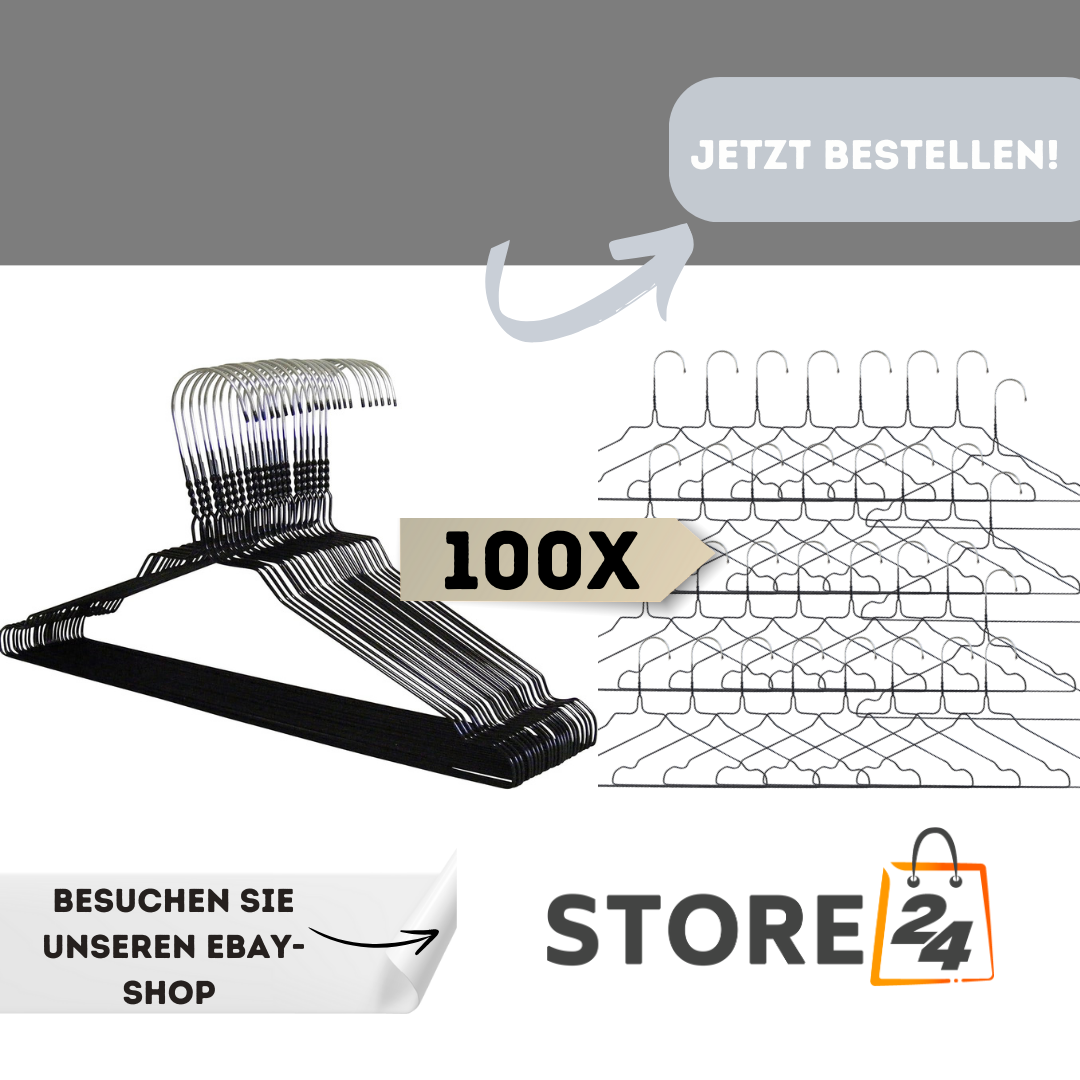 Quality-Collection | Drahtbügel Schwarz | 100-450 Stück | Drahtbügel | Metall Kleiderbügel | Zink- und Pulverbeschichtung | Platzsparend | 2,3 mm Stärke | Mit Einkerbungen | Für Hausgebrauch, Reinigung & Einzelhandel