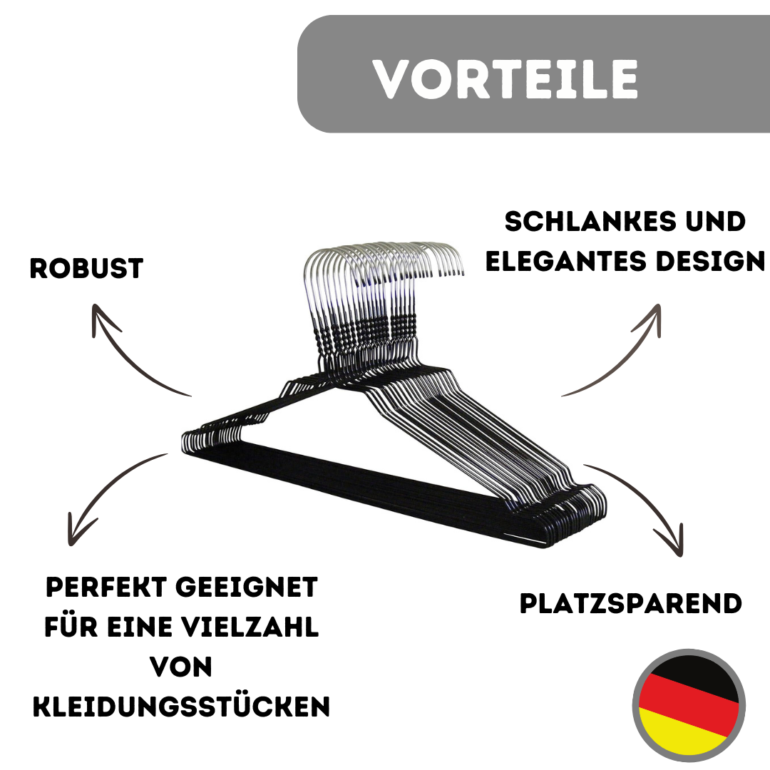 Quality-Collection | Drahtbügel Schwarz | 100-450 Stück | Drahtbügel | Metall Kleiderbügel | Zink- und Pulverbeschichtung | Platzsparend | 2,3 mm Stärke | Mit Einkerbungen | Für Hausgebrauch, Reinigung & Einzelhandel
