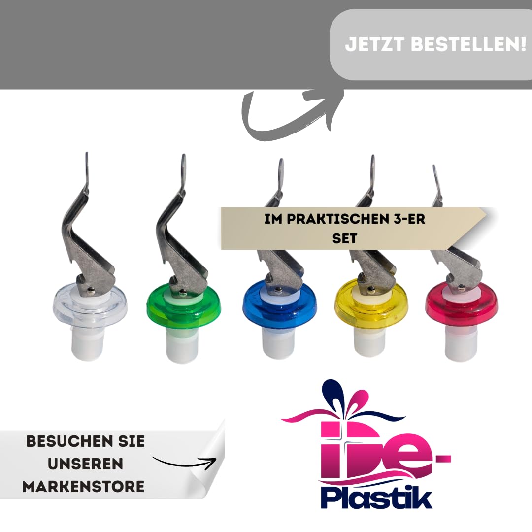 Universal Flaschenverschluss | Verschlüsse für Sekt, Wein, Bier uvm. | Hebelverschluss für dichten Halt | Wiederverwendbar und langlebig | Ideal für Haushalt, Picknicks und Partys | 3er-Set | Bunt