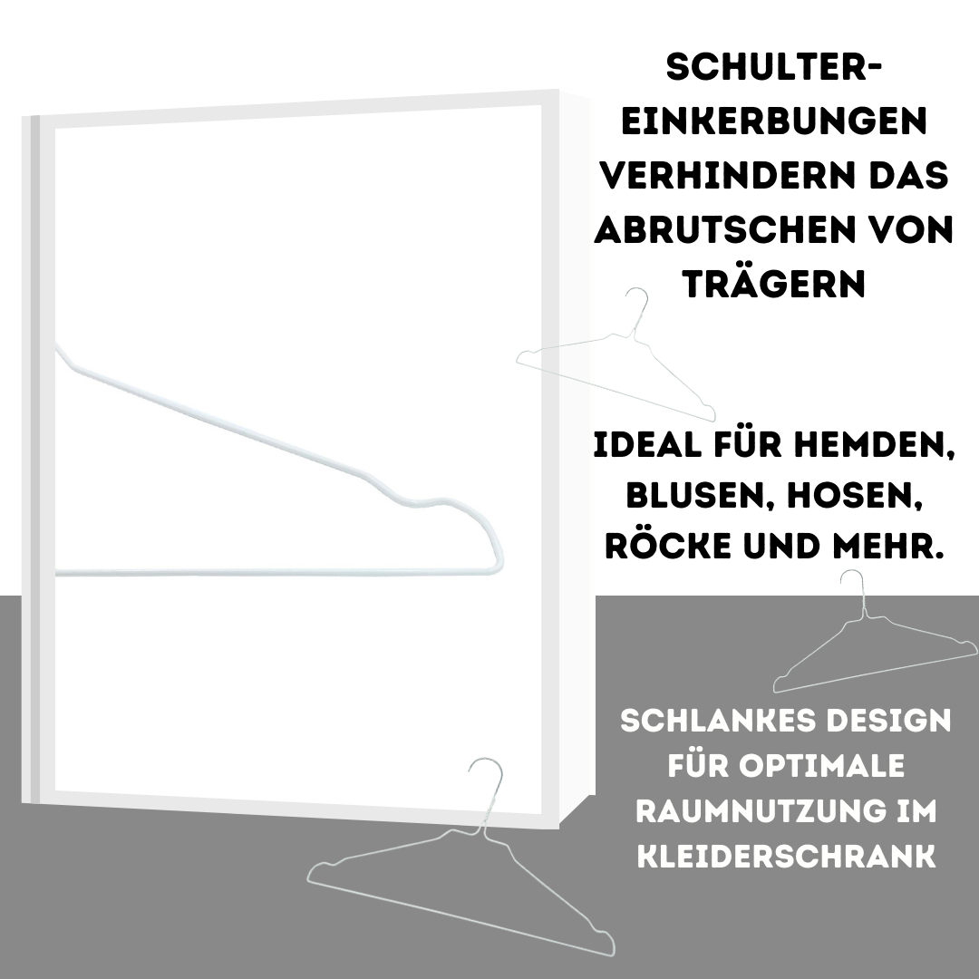 Quality-Collection | Drahtbügel Weiß | 100-450 Stück | Drahtbügel | Metall Kleiderbügel | Zink- und Pulverbeschichtung | Platzsparend | 2,3 mm Stärke | Mit Einkerbungen | Für Hausgebrauch, Reinigung & Einzelhandel