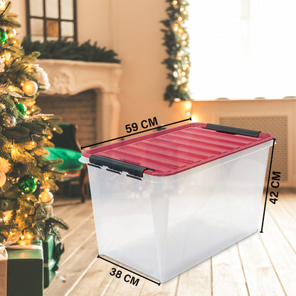 Quality Collection Weihnachtskugeln-Aufbewahrungsbox mit Deckel | 61 Liter | 79 Weihnachtskugeln | Christbaumschmuck und Deko | BPA-frei