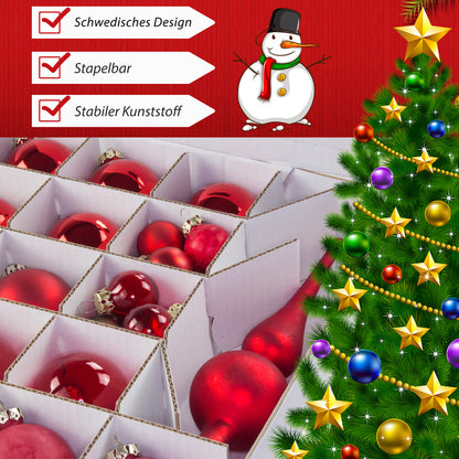 Quality Collection Weihnachtskugeln-Aufbewahrungsbox mit Deckel | 61 Liter | 79 Weihnachtskugeln | Christbaumschmuck und Deko | BPA-frei