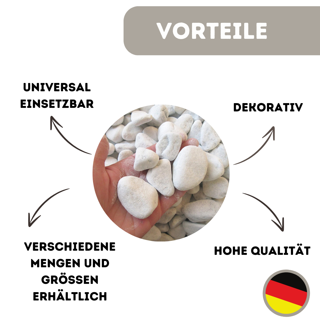 Dekosteine | Weiß | 25-40mm | Marmorkies | Natursteine zur Dekoration | Zierkies