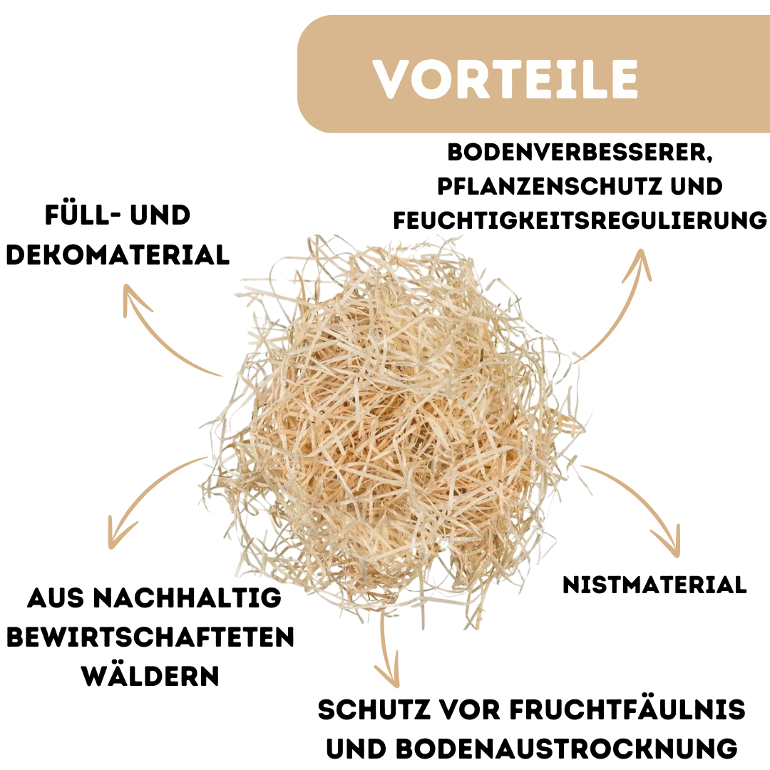 1-20 Kilogramm (Kg) Holzwolle | Natur | Erdbeerholzwolle | In Deutschland hergestellt | Ideal als Füllmaterial oder zur Dekoration | Unbehandelt