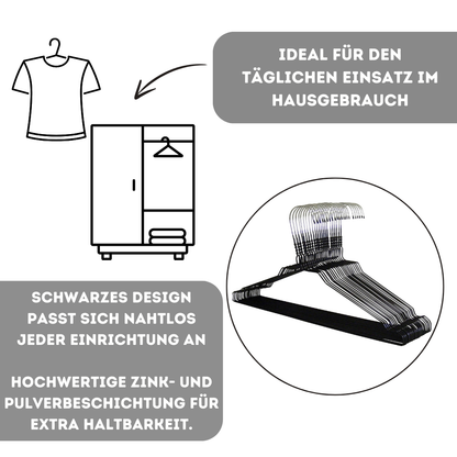 Quality-Collection | Drahtbügel Schwarz | 100-450 Stück | Drahtbügel | Metall Kleiderbügel | Zink- und Pulverbeschichtung | Platzsparend | 2,3 mm Stärke | Mit Einkerbungen | Für Hausgebrauch, Reinigung & Einzelhandel