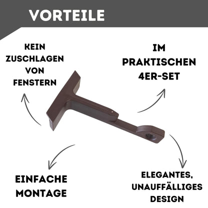 Fensterfeststeller für Kippfenster, 4er-Set, Braun