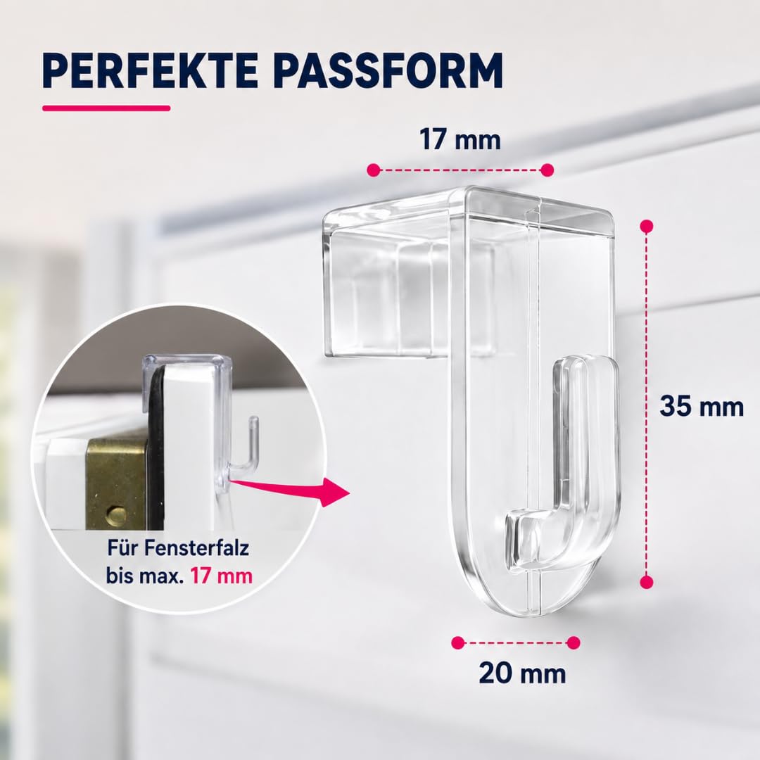 Fensterhaken für Fensterdeko, 20er-Set, Transparent