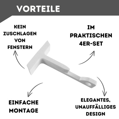 Fensterfeststeller für Kippfenster, 4er-Set, Weiß