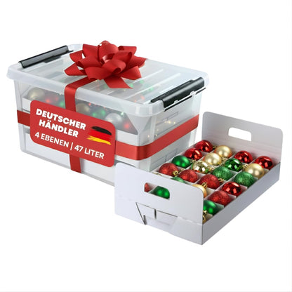 Weihnachtskugel-Box 47 Liter mit transparentem Deckel