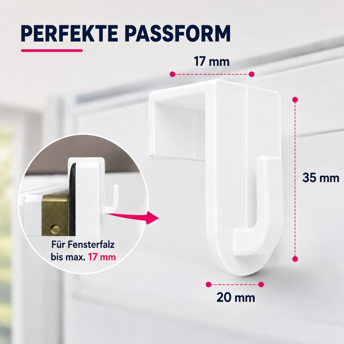 Fensterhaken für Fensterdeko, 20er-Set, Weiß