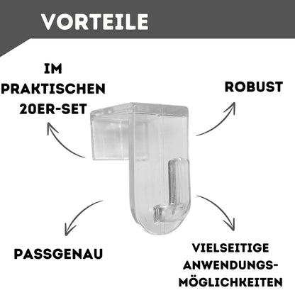 Fensterhaken | Dekohaken - Aufhänger | Transparent | 20er-Set | Für Fenster bis maximal 17 mm Falzmaß geeignet | Optimal für Ihre Fensterdeko | 35 x 20 mm