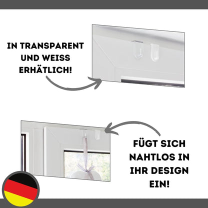 Fensterhaken | Dekohaken - Aufhänger | Transparent | 20er-Set | Für Fenster bis maximal 17 mm Falzmaß geeignet | Optimal für Ihre Fensterdeko | 35 x 20 mm