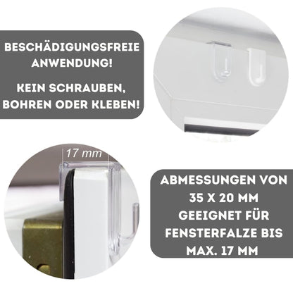 Fensterhaken | Dekohaken - Aufhänger | Transparent | 20er-Set | Für Fenster bis maximal 17 mm Falzmaß geeignet | Optimal für Ihre Fensterdeko | 35 x 20 mm