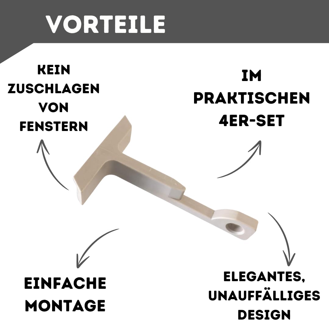 Fensterfeststeller für Kippfenster, 4er-Set, Beige