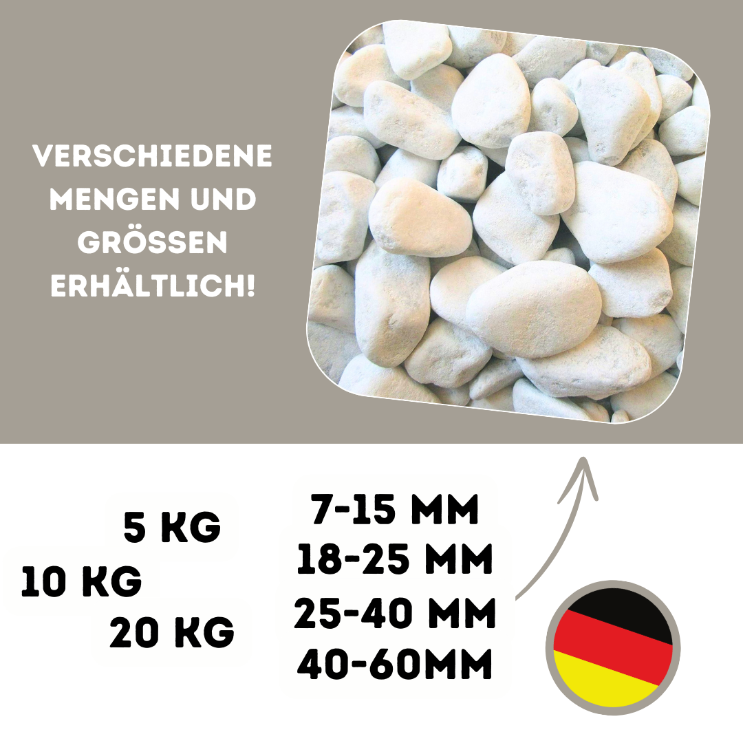 Dekosteine | Weiß | 25-40mm | Marmorkies | Natursteine zur Dekoration | Zierkies