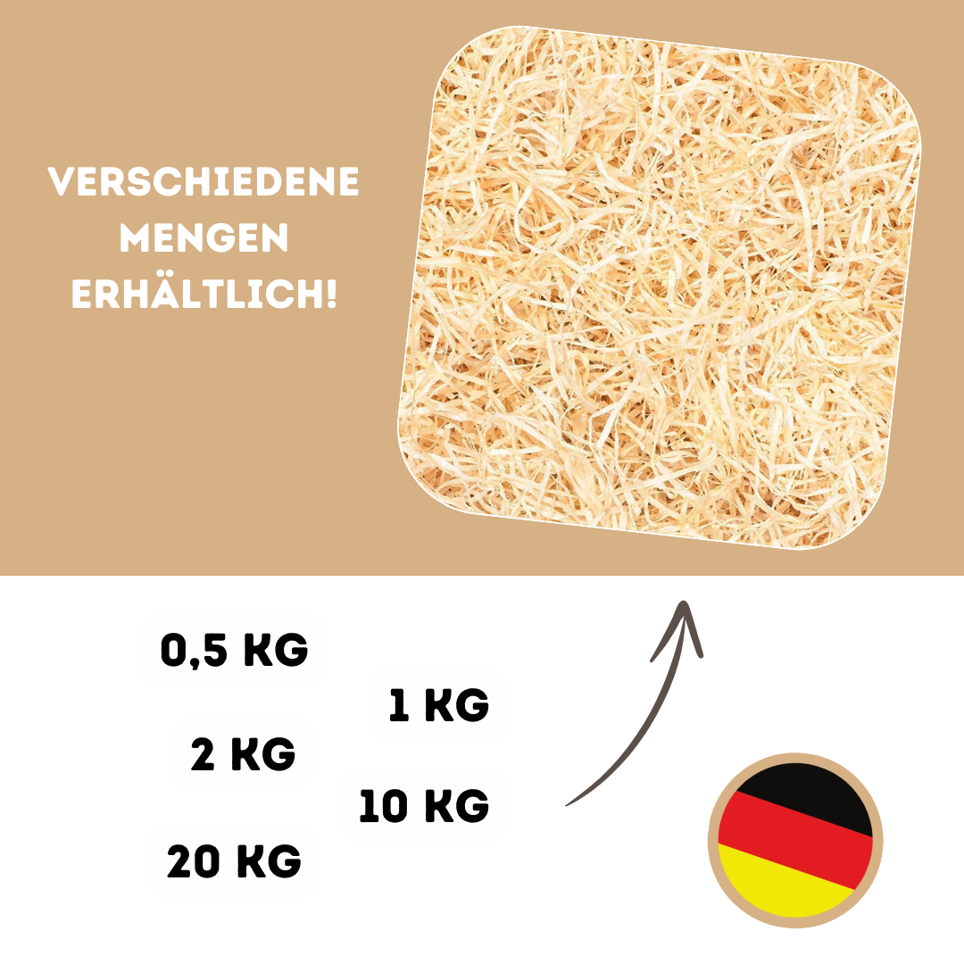 1-20 Kilogramm (Kg) Holzwolle | Natur | Erdbeerholzwolle | In Deutschland hergestellt | Ideal als Füllmaterial oder zur Dekoration | Unbehandelt