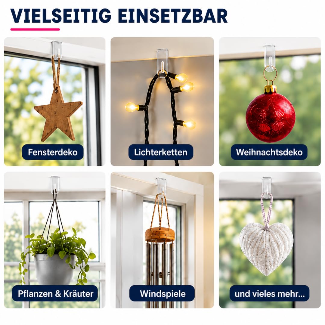 Fensterhaken für Fensterdeko, 20er-Set, Transparent