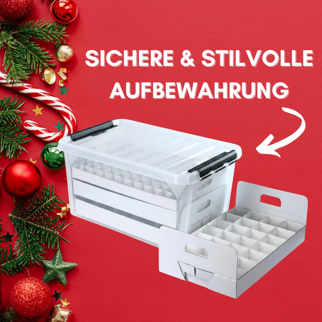 Weihnachtskugel-Box 47 Liter mit transparentem Deckel
