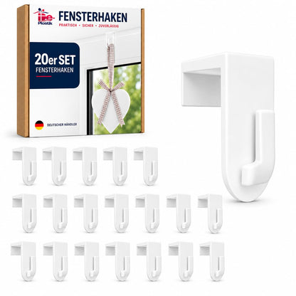 Fensterhaken für Fensterdeko, 20er-Set, Weiß