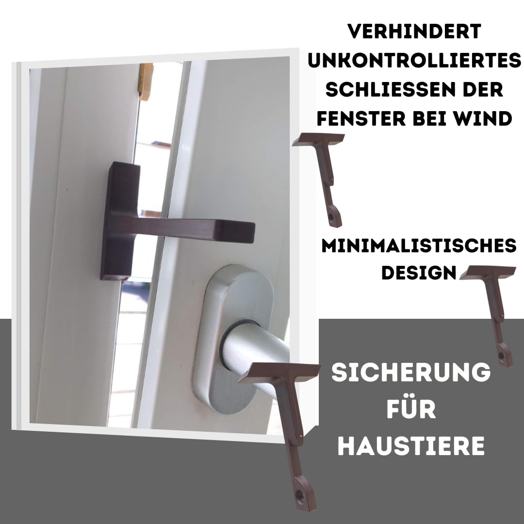 Fensterfeststeller für Kippfenster, 4er-Set, Braun