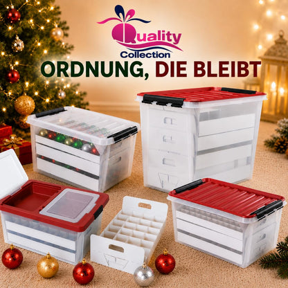 Weihnachtskugel-Box 61 Liter mit transparentem Deckel