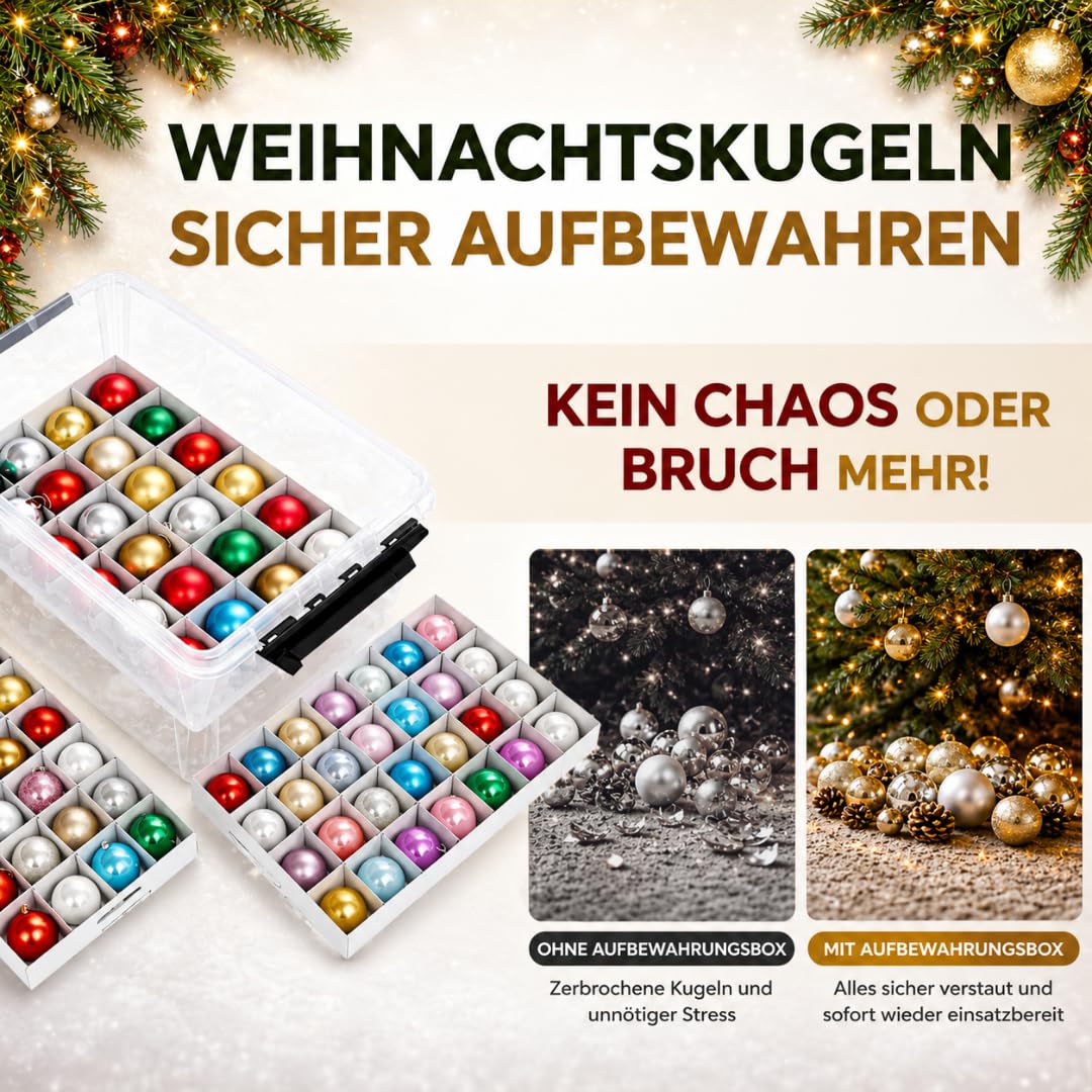 Weihnachtskugel-Box 61 Liter mit transparentem Deckel