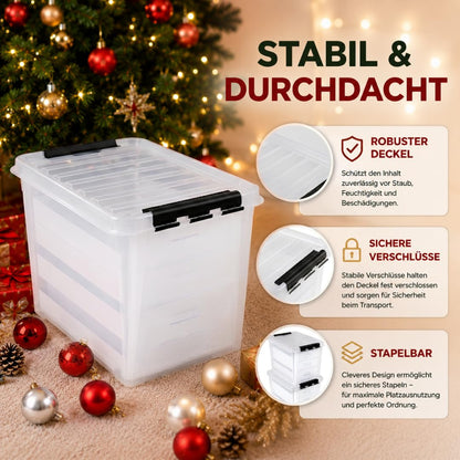 Weihnachtskugel-Box 61 Liter mit transparentem Deckel