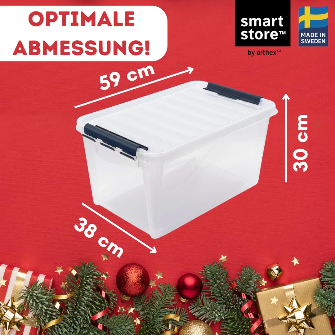 Weihnachtskugel-Box 47 Liter mit transparentem Deckel
