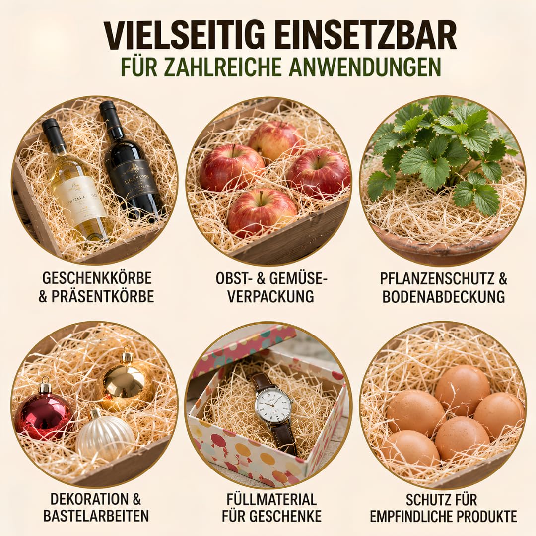Holzwolle natur, 1–20 kg