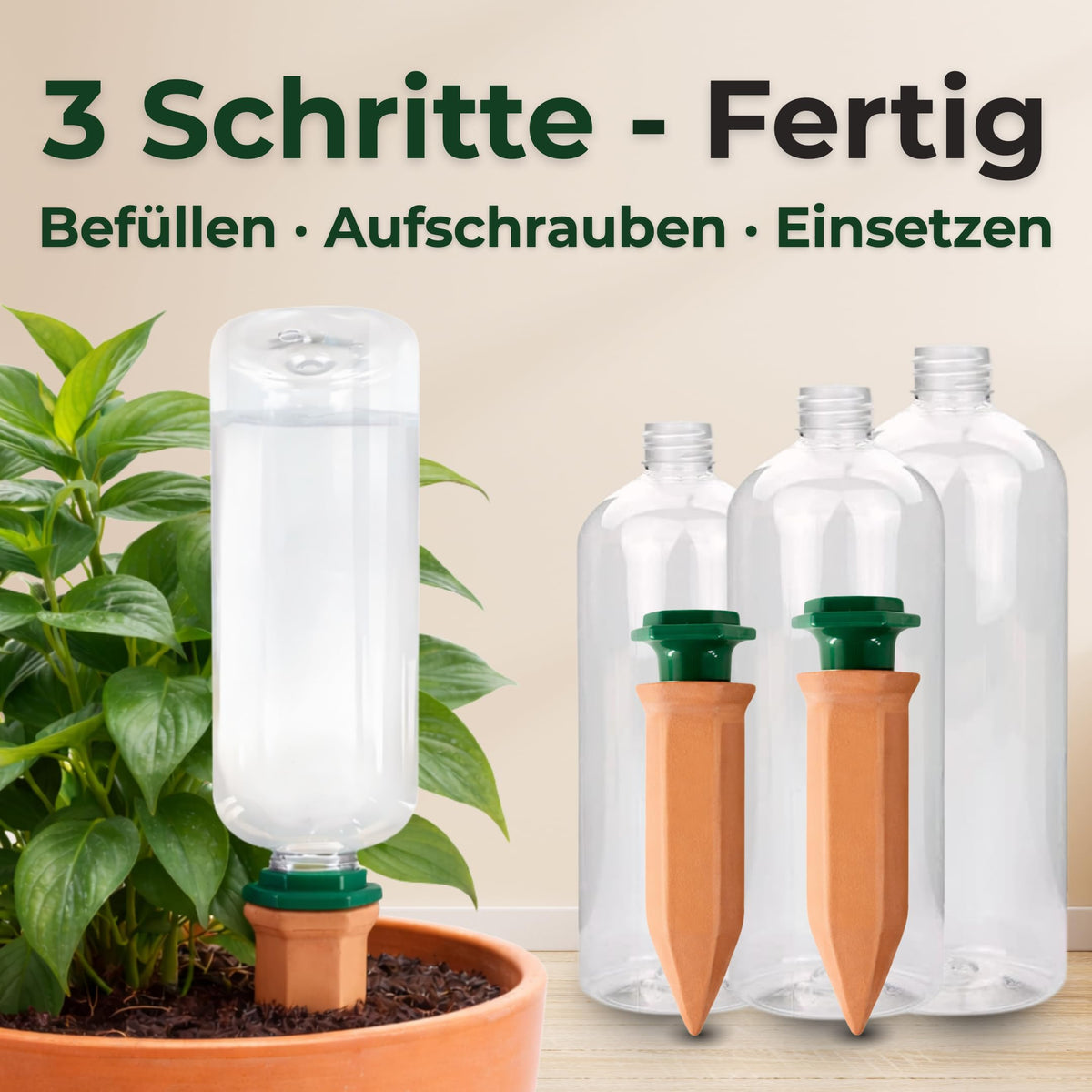 Tonkegel-Bewässerungsset, 4 Stück