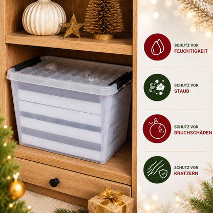 Weihnachtskugel-Box 61 Liter mit transparentem Deckel