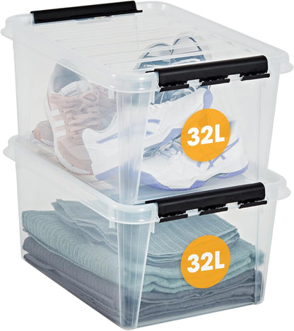 32 Liter Orthex Aufbewahrungsboxen Deckel Clipverschluss Lebensmittelecht Transparent