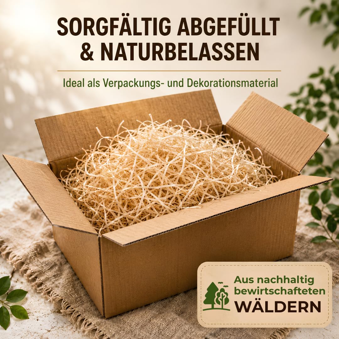 Holzwolle natur, 1–20 kg