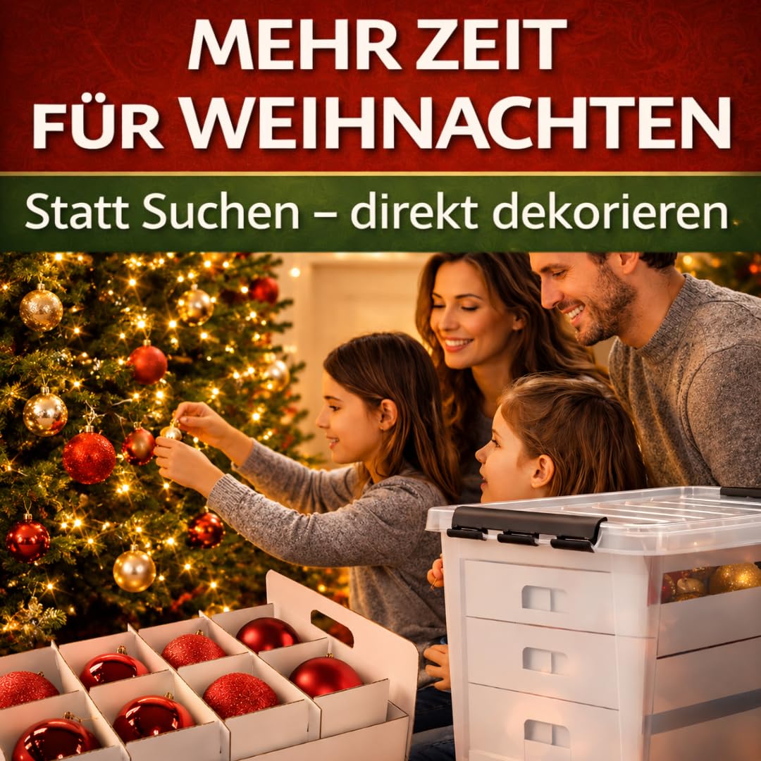 Weihnachtskugel-Box 61 Liter mit transparentem Deckel
