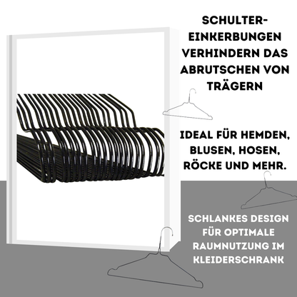 Quality-Collection | Drahtbügel Schwarz | 100-450 Stück | Drahtbügel | Metall Kleiderbügel | Zink- und Pulverbeschichtung | Platzsparend | 2,3 mm Stärke | Mit Einkerbungen | Für Hausgebrauch, Reinigung & Einzelhandel