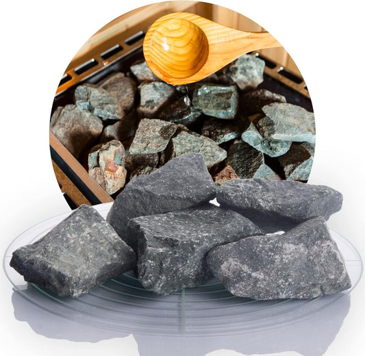 Deutsche Diabas Saunasteine 5 - 20 kg | 80 - 120 mm  | Hochwertige Aufgusssteine für Saunaöfen | Vorgewaschen | Hitzebeständig & Langlebig