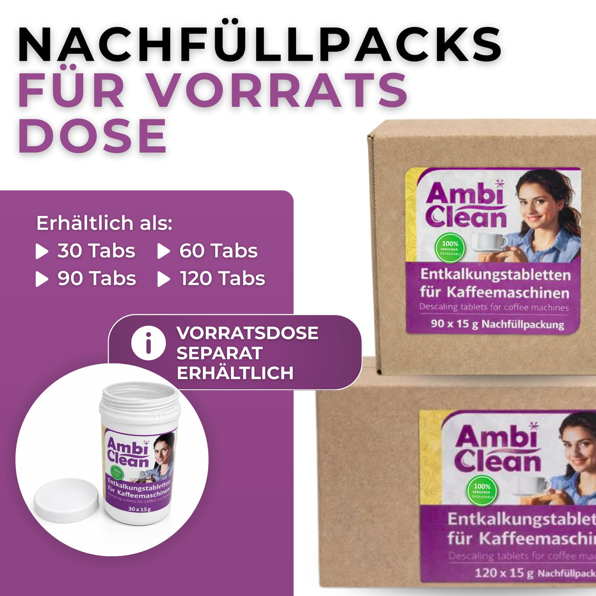 AmbiClean Entkalkungstabletten, 120er-Nachfüllpack