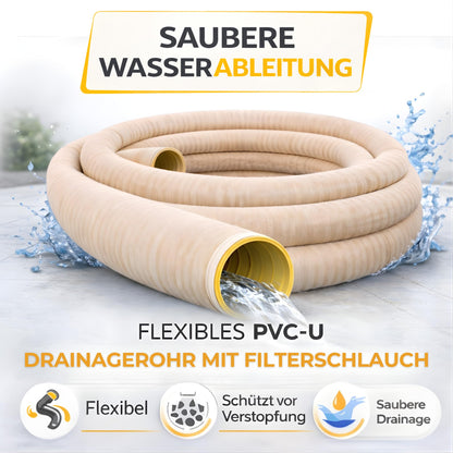 Drainagerohr gelb mit Nylon-Filterschlauch