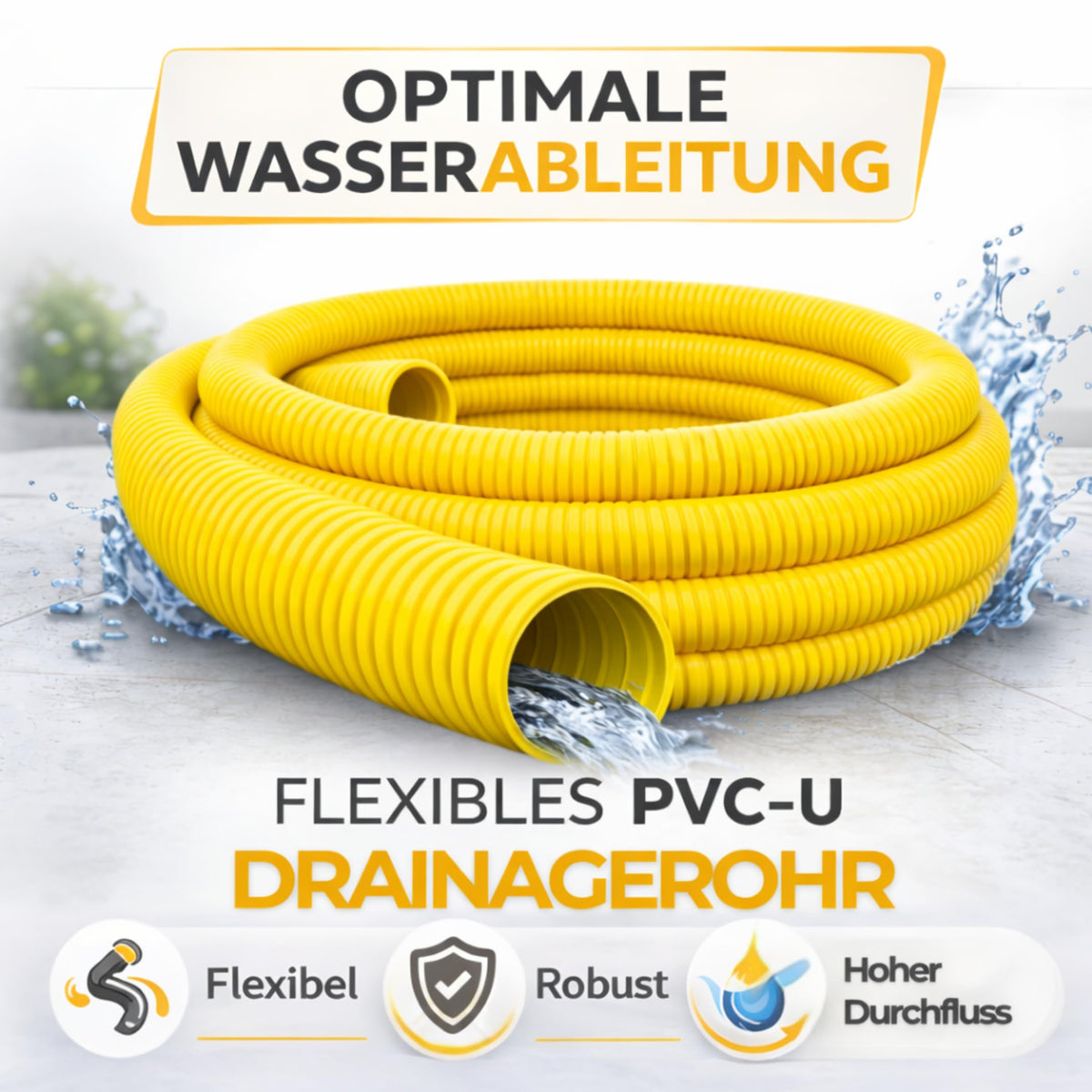 Drainagerohr gelb, gelocht