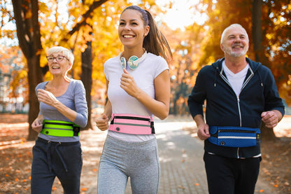 Mesh Schwarz | Lucky Humans Laufgürtel Sport | Joggen & Laufen mit Handy-Tasche | Damen & Herren Bauchtasche mit Flaschen & Handy-Halterung | Trinkgürtel Running & Walking Belt