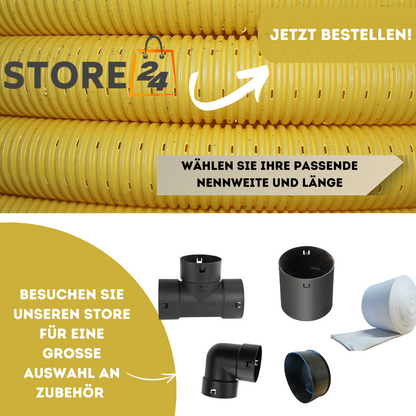 Drainagerohr Gelb inkl. Filterschlauch - Nylonfilter
