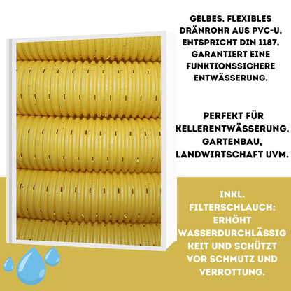 Drainagerohr Gelb inkl. Filterschlauch - Nylonfilter