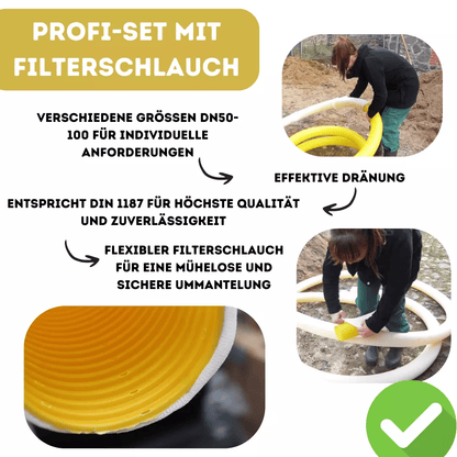 Drainagerohr Gelb inkl. Filterschlauch - Nylonfilter