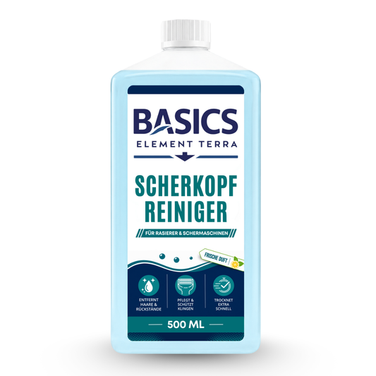 Basics Element Terra Scherkopfreiniger Nachfüllflüssigkeit 750 ml | Alle Rasierer & Braun Clean & Renew kompatibel | Isopropanol-Basis | Zitronenduft | Reinigungsflüssigkeit Made in German
