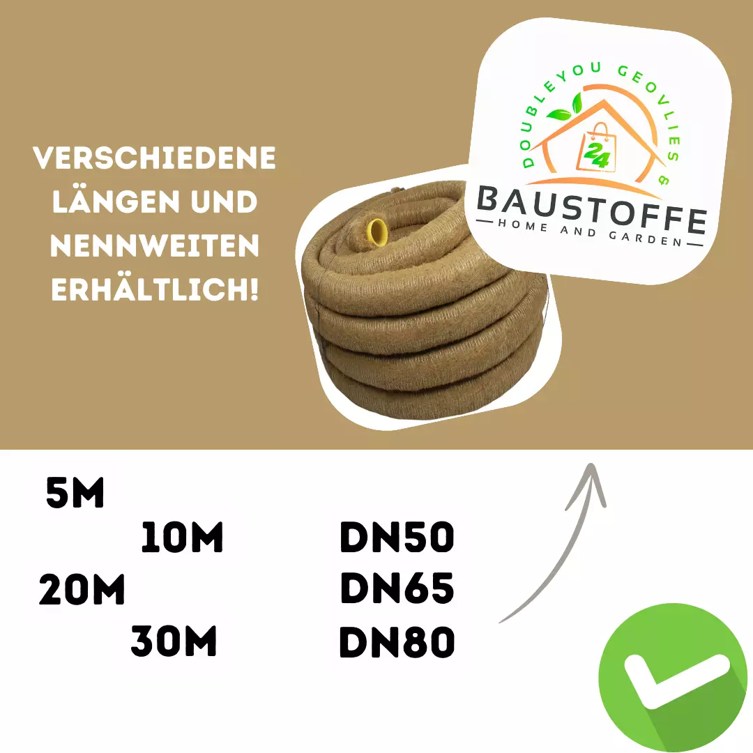 Drainagerohr mit Kokosfilter- Kokosdrainage