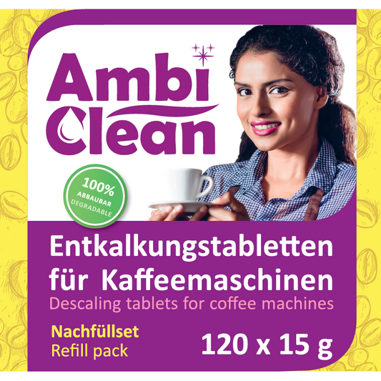 120 Nachfüllpack- Entkalker-Tabletten für Kaffeevollautomat, Kaffeemaschine & mehr 120x15 g | 1800 g