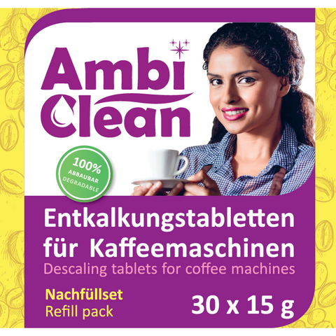 30 Nachfüllpack- Entkalker-Tabletten für Kaffeevollautomat, Kaffeemaschine & mehr  - 30x15 g  | 450 g