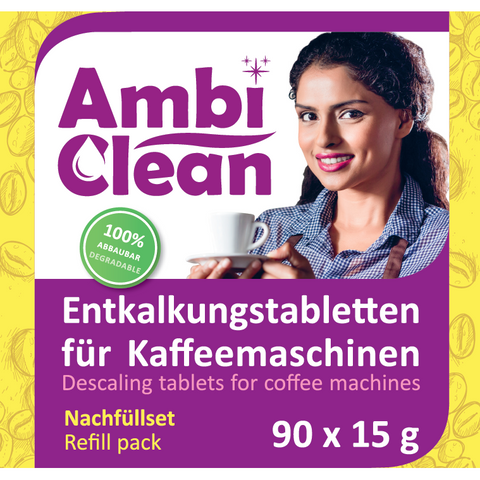 90 Nachfüllpack- Entkalker-Tabletten für Kaffeevollautomat, Kaffeemaschine & mehr  - 90x15 g | 1350 g